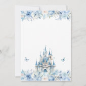 Blue Fairytale Burg Prince Floral Baby Dusche Einladung (Rückseite)