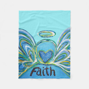 Blue Faith Guardian Angel Chemo Blanket Fleecedecke