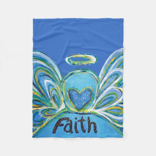 Blue Faith Guardian Angel Chemo Blanket Fleecedecke (Vorderseite)