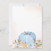 Blue Fall Floral Pumpkin Baby Dusche Einladung (Rückseite)