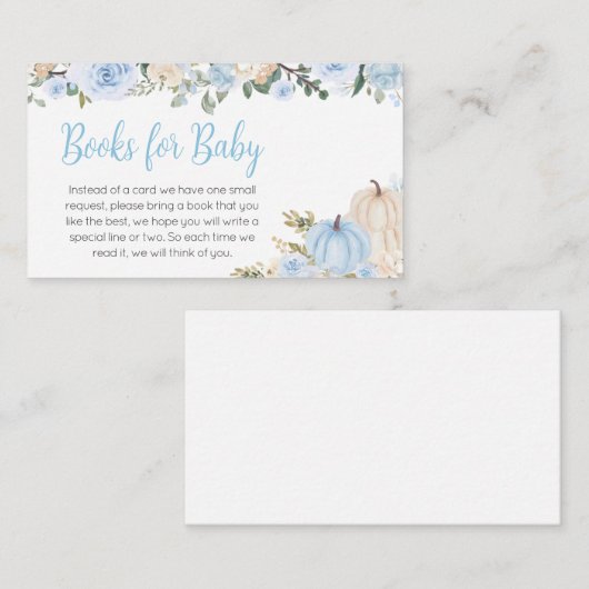Blue Fall Floral Pumpkin Books for Baby Begleitkarte (Vorne/Hinten)