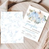 Blue Fall Floral Pumpkin Einladung