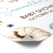 Blue Fall Pumpkin Baby Dusche Willkommen Poster (Ecke)