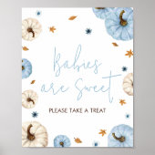 Blue Fall Pumpkin Baby Shower Babys sind süß Poster (Vorne)