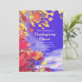 Blue Fall Sky Erntedank Einladung (Stehend Vorderseite)