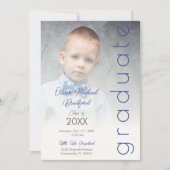 Blue Fancy Vellum Overlay Effect Photo Graduate Einladung (Vorderseite)