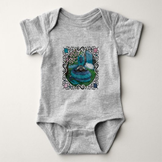 Blue Fantasy Eastern Dragon Tea Time Baby Strampler (Vorderseite)