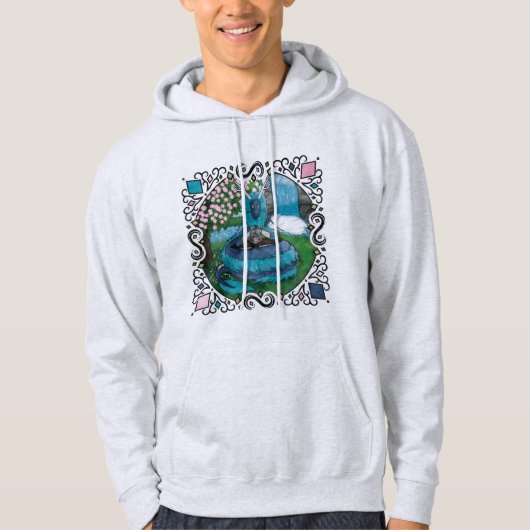 Blue Fantasy Eastern Dragon Tea Time Hoodie (Vorderseite)