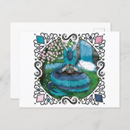 Blue Fantasy Eastern Dragon Tea Time Postkarte
