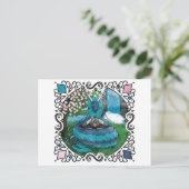 Blue Fantasy Eastern Dragon Tea Time Postkarte (Stehend Vorderseite)