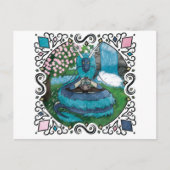Blue Fantasy Eastern Dragon Tea Time Postkarte (Vorderseite)
