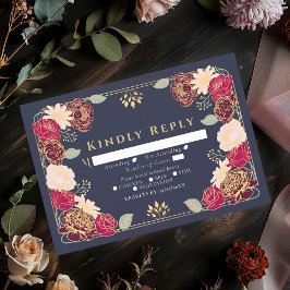 Blue Fantasy Enchanted Flower Garden Wedding RSVP Karte