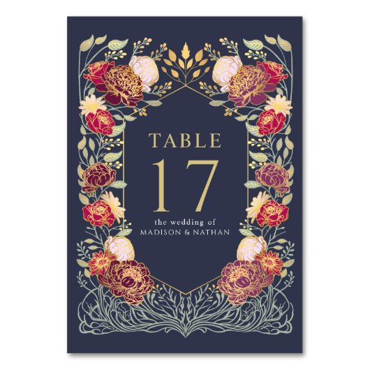 Blue Fantasy Enchanted Garden Wedding Tischnummer (Vorderseite)