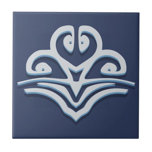 Blue Fantasy Forest Mural Woodland Border Scroll C Fliese (Vorderseite)