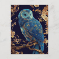 Blue Fantasy Owl Postcard