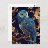 Blue Fantasy Owl Postcard Postkarte (Vorne/Hinten)