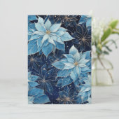 Blue Fantasy Poinsettia Einladung (Stehend Vorderseite)