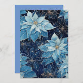 Blue Fantasy Poinsettia Einladung (Vorne/Hinten)