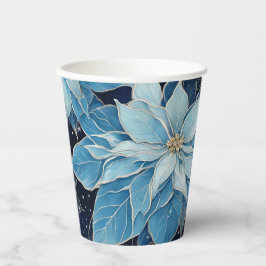 Blue Fantasy Poinsettia Pappbecher