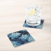 Blue Fantasy Poinsettia Rechteckiger Pappuntersetzer (Vor Ort)