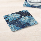 Blue Fantasy Poinsettia Rechteckiger Pappuntersetzer (angewinkelt)