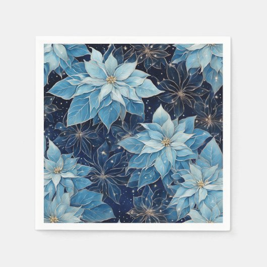 Blue Fantasy Poinsettia Serviette (Vorderseite)