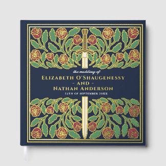 Blue Fantasy Royal Medieval Sword Wedding Gästebuch