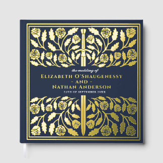 Blue Fantasy Royal Medieval Sword Wedding Gästebuch