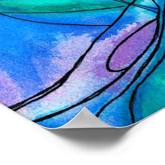 Blue Fantasy Watercolor Poster (Ecke)