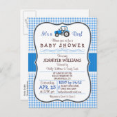 Blue Farm Traktor Boy Baby Dusche Einladung (Vorne/Hinten)