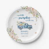 Blue Farm Truck Kleine Pumpkins Baby Dusche Pappteller (Vorderseite)