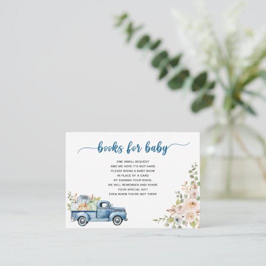 Blue Farm Truck Pumpkins Bücher für Baby Begleitkarte (Stehend Vorderseite)