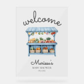 Blue Farmers Market Baby Shower Welcome Acrylschild (Vorderseite)