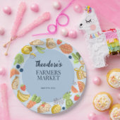 Blue Farmers Market Birthday Fruit & Vegetables Pappteller (Party)