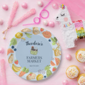 Blue Farmers Market Birthday Fruit & Vegetables Pappteller (Party)