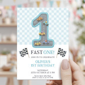 Blue Fast One Birthday Race Einladung