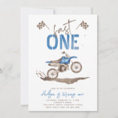 Blue Fast One Dirt Bike Einladung (Vorderseite)