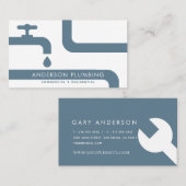 Blue Faucet & Pipes Plumbing Visitenkarte (Vorne/Hinten)