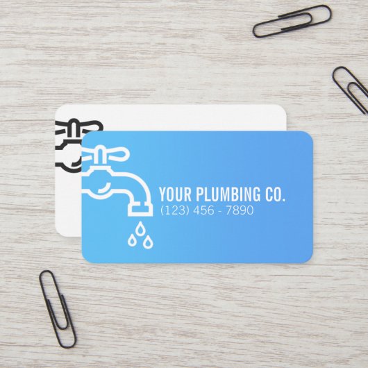 Blue Faucet Plumber Business Cards Visitenkarte (Vorderseite/Rückseite Beispiel)