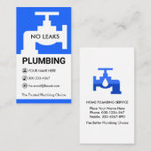 Blue Faucet Plumbing Motif Visitenkarte (Vorne/Hinten)