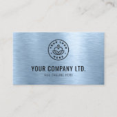 Blue Faux Brushed Metal Professional QR Code Visitenkarte (Vorderseite)