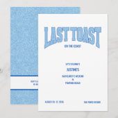 Blue Faux Glitter LAST TOAST Bachelorette Party Einladung (Vorne/Hinten)