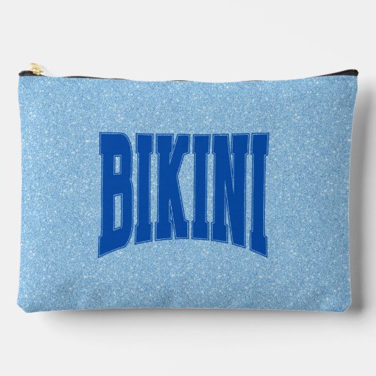 Blue Faux Glitter + Navy BIKINI Zubehörtasche (Vorderseite)