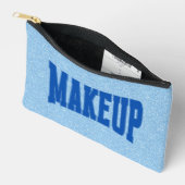 Blue Faux Glitter + Navy MAKEUP Zubehörtasche (Offen)