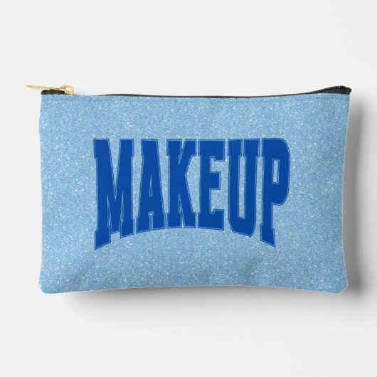 Blue Faux Glitter + Navy MAKEUP Zubehörtasche (Vorderseite)