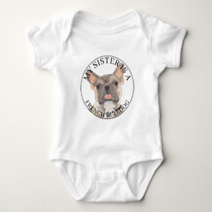 Blue Fawn Tricolor French Bulldog Big Sister Baby Strampler