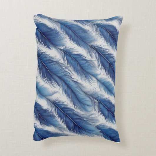 Blue Feather Design Art Print Dekokissen (Rückseite(Vertikal))
