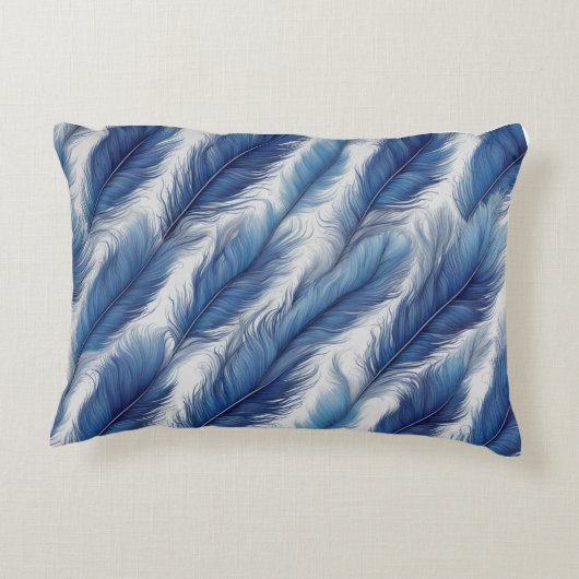 Blue Feather Design Art Print Dekokissen (Rückseite)
