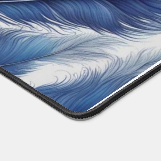 Blue Feather Design Art Print Schreibtischunterlage (Ecke)