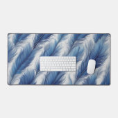 Blue Feather Design Art Print Schreibtischunterlage (Tastatur & Maus)